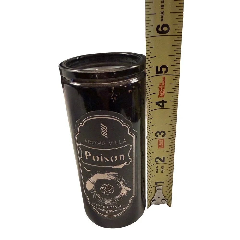 Aroma Villa Poison Scented‎ Candle Black Jar Gothic Halloween Decor 8.6 oz